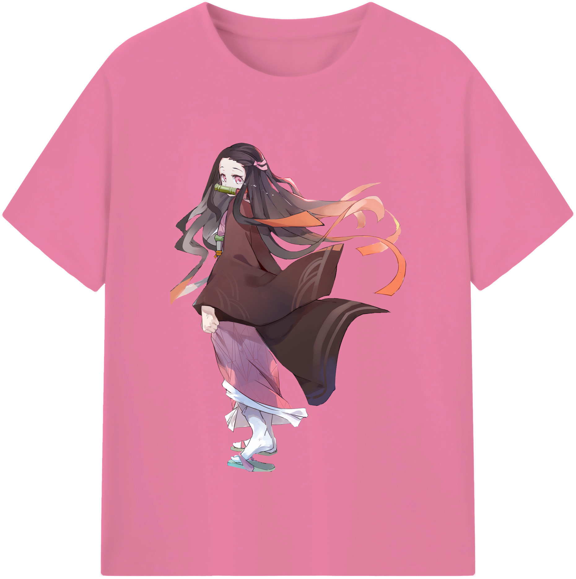 （画像用） 鬼滅の刃（きめつのやいば）竈門 禰󠄀豆子／かまど ねずこ Kamado Nezuko 綿100％半袖Tシャツ（フロントプリント）